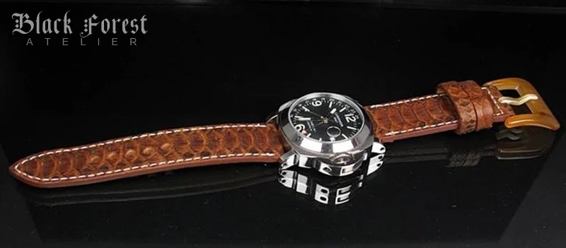 Handgefertigtes Uhrenarmband 24mm/24mm aus echtem Pythonleder in Naturfarbe PY06 – Bild 4